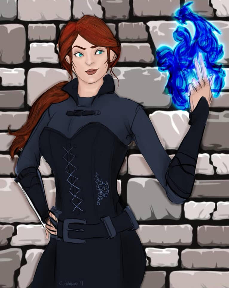 Annabelle Hawke; sketch by @feralgoblintea on tumblr, color and background by me